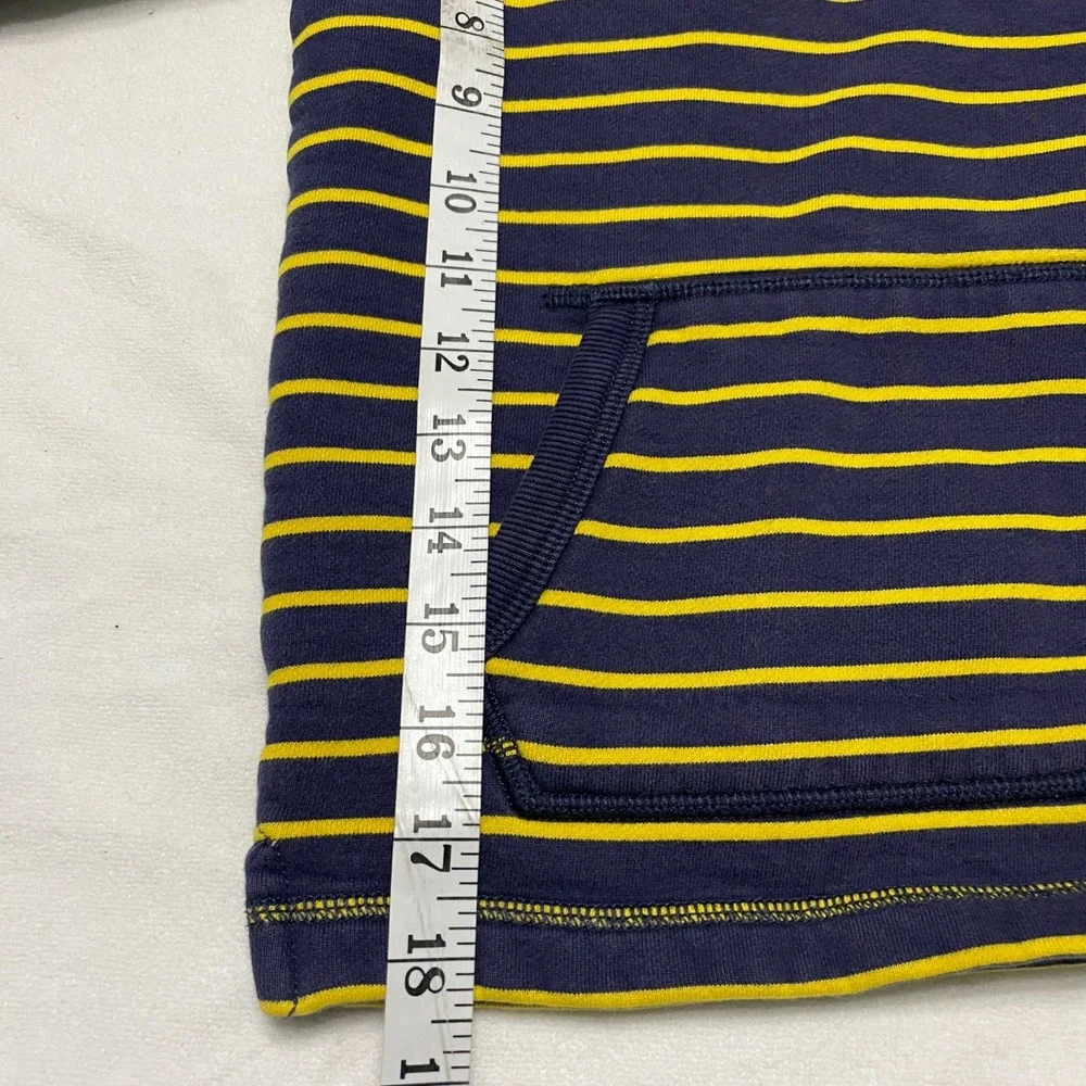 Mini Boden Boys Hoodie Sweatshirt Pullover 5-6Y Striped Fleece Lined Navy Yellow